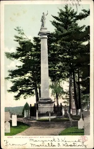 Ak Burlington Vermont Vereinigte Staaten, Ethan Allen Monument