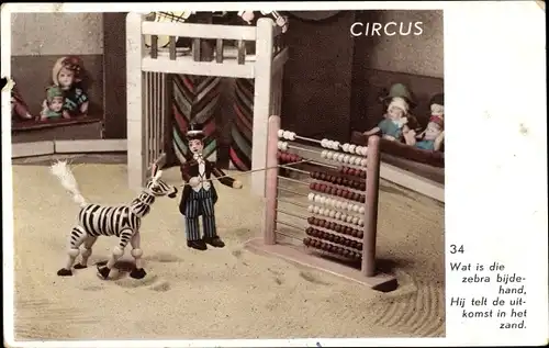 Ak Circus, Wat ist die zebra bijdehand, Hij telt de uitkomst in het zand