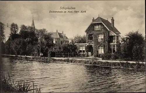 Ak Schipluiden Südholland Niederlande, Doktershuis, Ned. Herv. Kerk