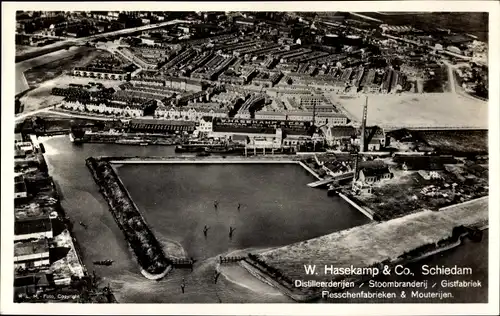 Ak Schiedam Südholland Niederlande, W. Hasekamp & Co., Luftaufnahme