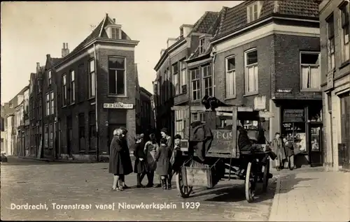 Ak Dordrecht Südholland Niederlande, Torenstraat vanaf Nieuwkerksplein 1939