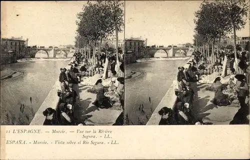 Stereo Ak Murcia Spanien, Vue sur la Rivière Segura