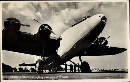 Ak Fokker XXII Lappland, verkeersvliegtuig, niederländisches Verkehrsflugzeug