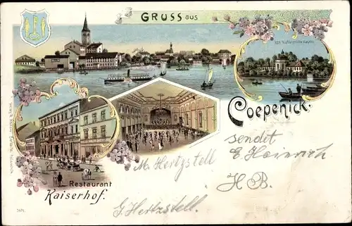 Litho Berlin Köpenick, Restaurant Kaiserhof, Innenansicht, Panorama