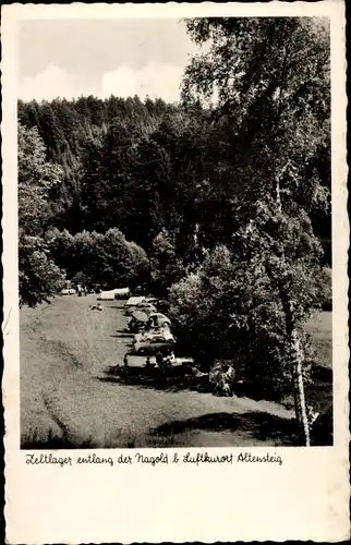 Ak Altensteig im Schwarzwald Württemberg, Zeltlager entlang der Nagold