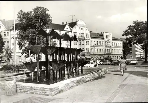 Ak Gera in Thüringen, Puschkinplatz, Brunnen