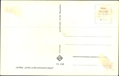 Ak Schauspielerin Eva Ingeborg Scholz, Portrait, Liebe, Luft unnd lauter Lügen, Autogramm