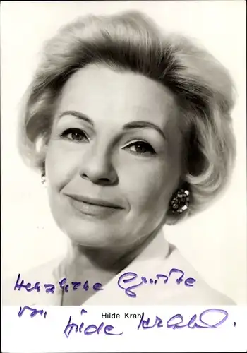 Ak Schauspielerin Hilde Krahl, Portrait, Autogramm