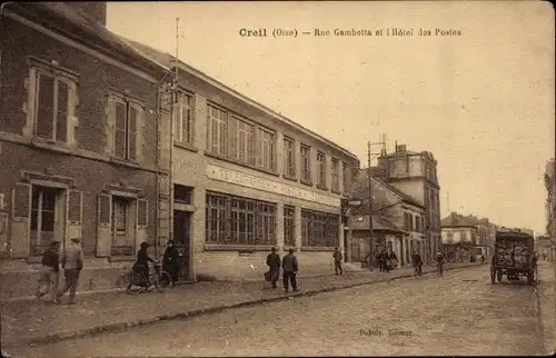 Ak Creil-Oise, Rue Gambetta, Hotel des Postes