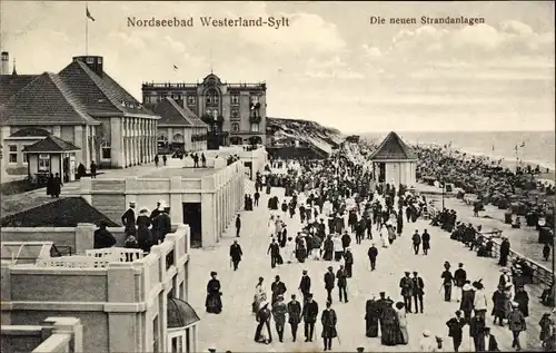 Ak Westerland auf Sylt, neue Strandanlagen, Promenade