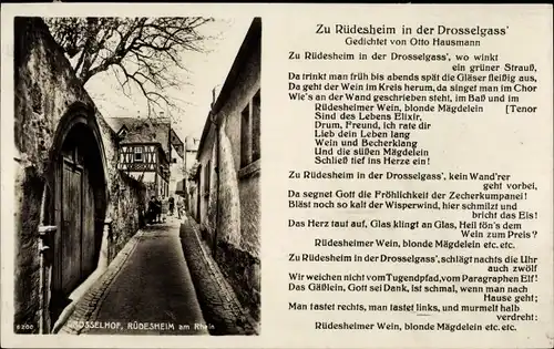 Ak Rüdesheim am Rhein, Drosselhof, Gedicht