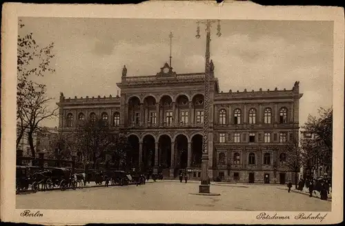 Ak Berlin Tiergarten, Potsdamer Bahnhof, Vorplatz, Kutschen
