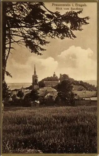 Ak Frauenstein im Erzgebirge, Blick vom Sandberg, Kirche