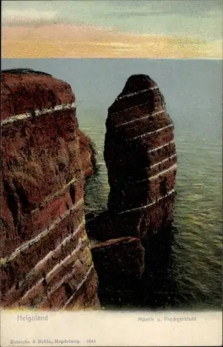 Ak Nordseeinsel Helgoland, Mönch und Predigerstuhl