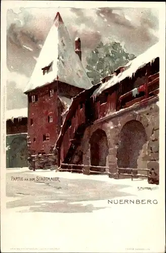 Künstler Ak Mutter, K., Nürnberg in Mittelfranken, Stadtmauer