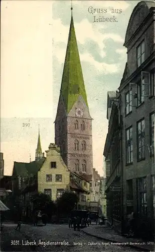 Ak Hansestadt Lübeck, Aegidienstraße, Kirche