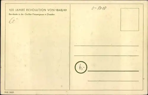 Künstler Ak Dresden, Barrikade in der Großen Frauengasse