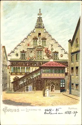 Künstler Litho Lindau am Bodensee, Rathaus, Fassade