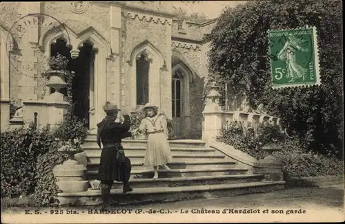 Ak Plage Hardelot Pas de Calais, Château Hardelot und sein Verwalter