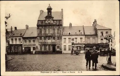 Ak Frévent Pas de Calais Platz und Rathaus