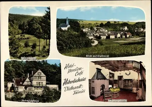 Ak Diethardt im Taunus, Hubertushaus Hotel, Mühlbachtal, Empfangshalle