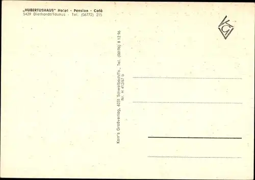 Ak Diethardt im Taunus, Hubertushaus Hotel, Mühlbachtal, Empfangshalle