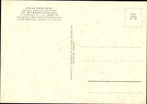 Ak Bad Wildbad im Schwarzwald, Haus Gabriele