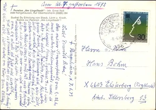 Ak Rengshausen Knüllwald in Hessen, Pension Am Lingelbach, Inh. Ernst Roß, Panorama