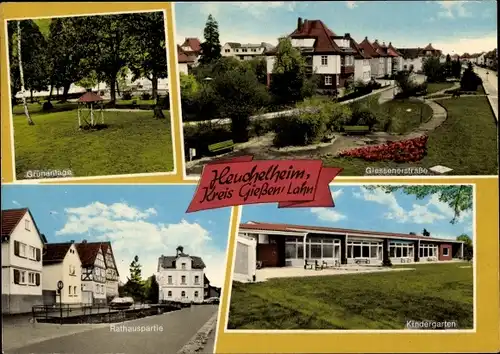 Ak Heuchelheim in Hessen, Rathaus, Gießener Straße, Grünanlage, Kindergarten