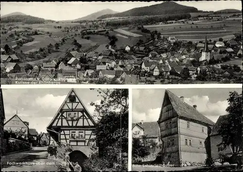 Ak Geroda in der Rhön Unterfranken, Panorama, Fachwerkhaus, Schindelhäuser
