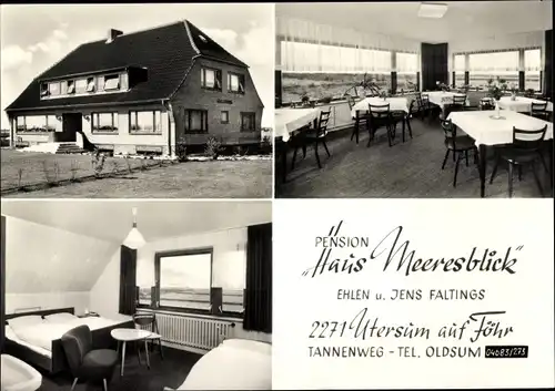 Ak Utersum Insel Föhr Nordfriesland, Haus Meersblick, Tannenweg, Inh. Ehlen u. Jens Faltings