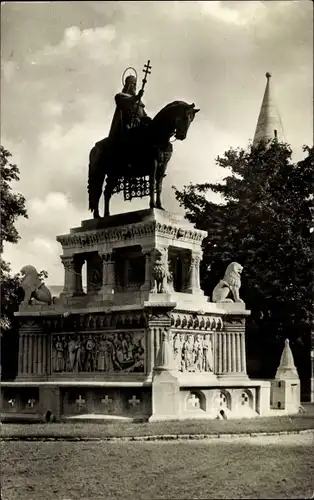 Ak Budapest Ungarn, Szent Istvan szobor