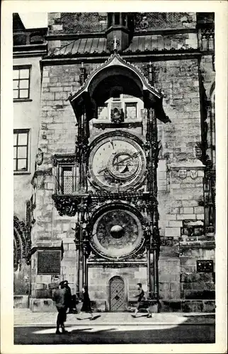 Ak Praha Prag Tschechien, Astronomische Uhr, Rathaus, Altstadt