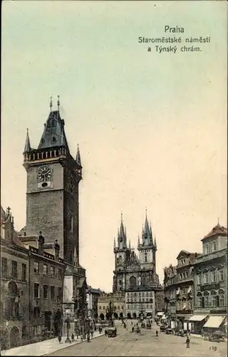 Ak Praha Prag Tschechien, Straromestske namesti a Tynsky chram, Kirche