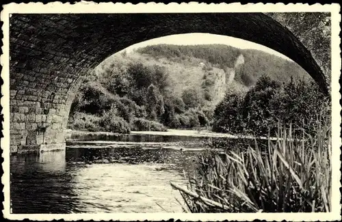 Postkarte Olloy-sur-Viroin Wallonien Namur, Steinbrücke
