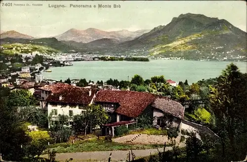 Ak Lugano Kanton Tessin Schweiz, Panorama e Monte Bre