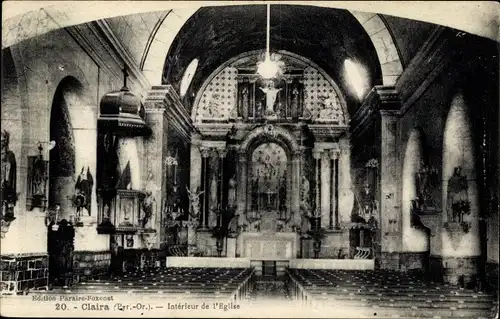 Ak Claira Pyrénées-Orientales, Interieur de l'Eglise