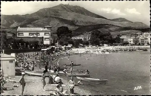 Ak Banyuls sur Mer Pyrénées-Orientales, En Parcourant la Cote Vermeille, Vue generale sur la Plage