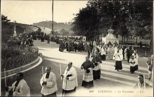 Ak Lourdes Hautes Pyrénées, Prozession