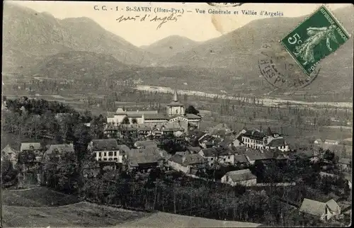 Ak Saint Savin Hautes-Pyrénées, Vallee d'Argeles, Gesamtansicht