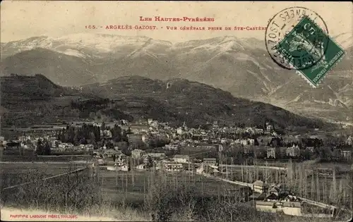 Ak Argelès Gazost Hautes Pyrénées, Gesamtansicht von Ste-Casteri aus