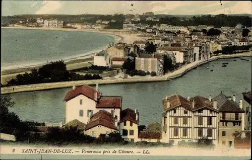 Ak Saint Jean de Luz Pyrénées Atlantiques, Panorama von Ciboure gesehen