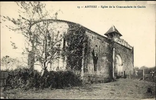 Ak Arthez d'Asson Pyrénées-Atlantiques, Kirche der Komturei von Caubin