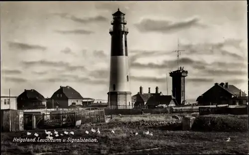 Ak Nordseeinsel Helgoland, Leuchtturm und Signalstation