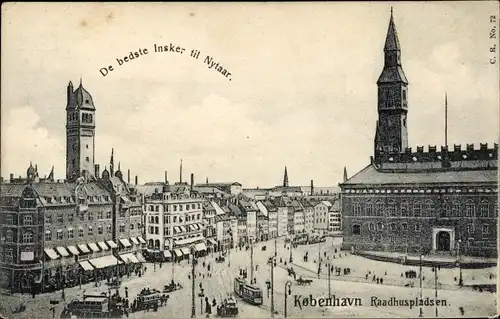 Ak Kjøbenhavn København Kopenhagen Dänemark, Rathausplatz