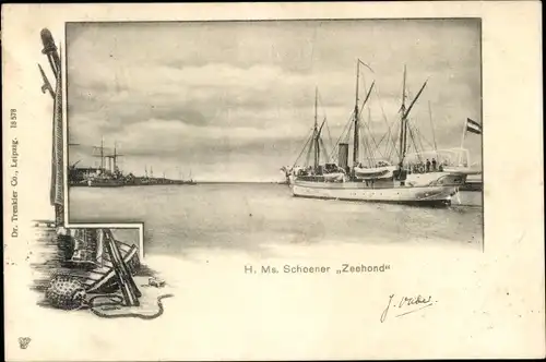 Ak Niederländisches Kriegsschiff, Hr.Ms. Zeehond, Schoner
