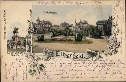 Ak Elberfeld Wuppertal, Kaiser Wilhelm-Denkmal, Viktoiaplatz