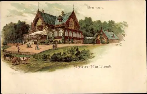 Litho Hansestadt Bremen, Meierei im Bürgerpark