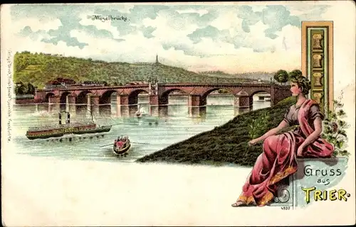 Litho Trier an der Mosel, Moselbrücke