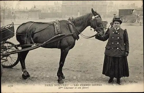 Ak Paris Nouveau, Les Femmes Cocher, Mme Charnier und ihr Favorit